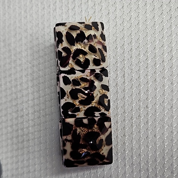 VINTAGE LEOPARD PRINT ACRYLIC STRETCH BRACLET - Picture 5 of 6
